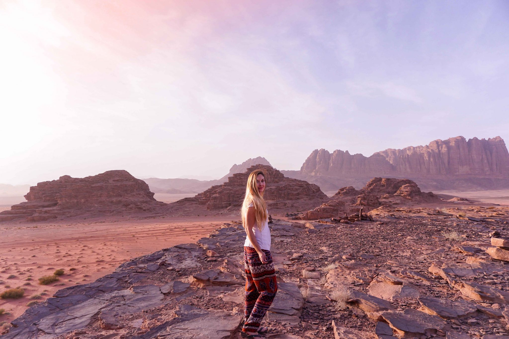 sunset in wadi rum, jordan
