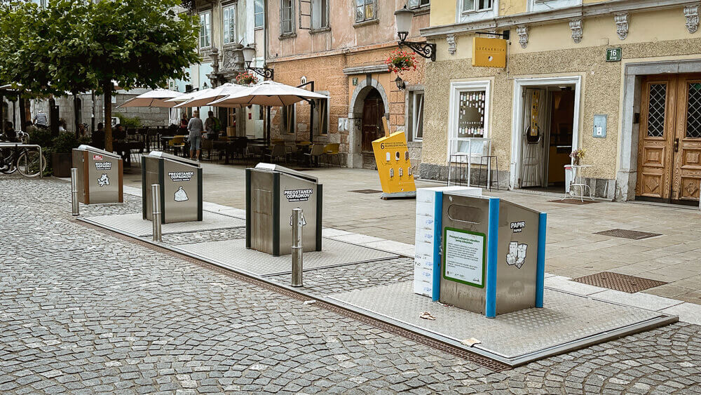 Ljubljana Slovenia underground recycle and trash