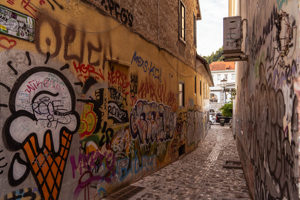 Ljubljana old town graffiti