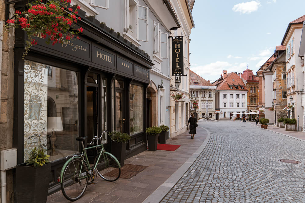 Ljubljana street with a bicycle
