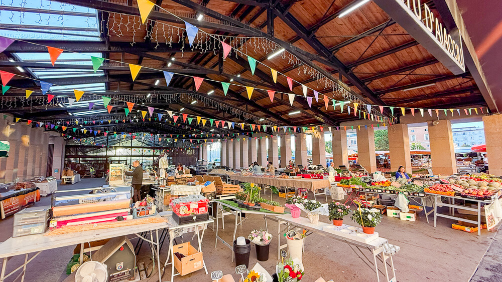 Ajaccio farmers market covered stalls